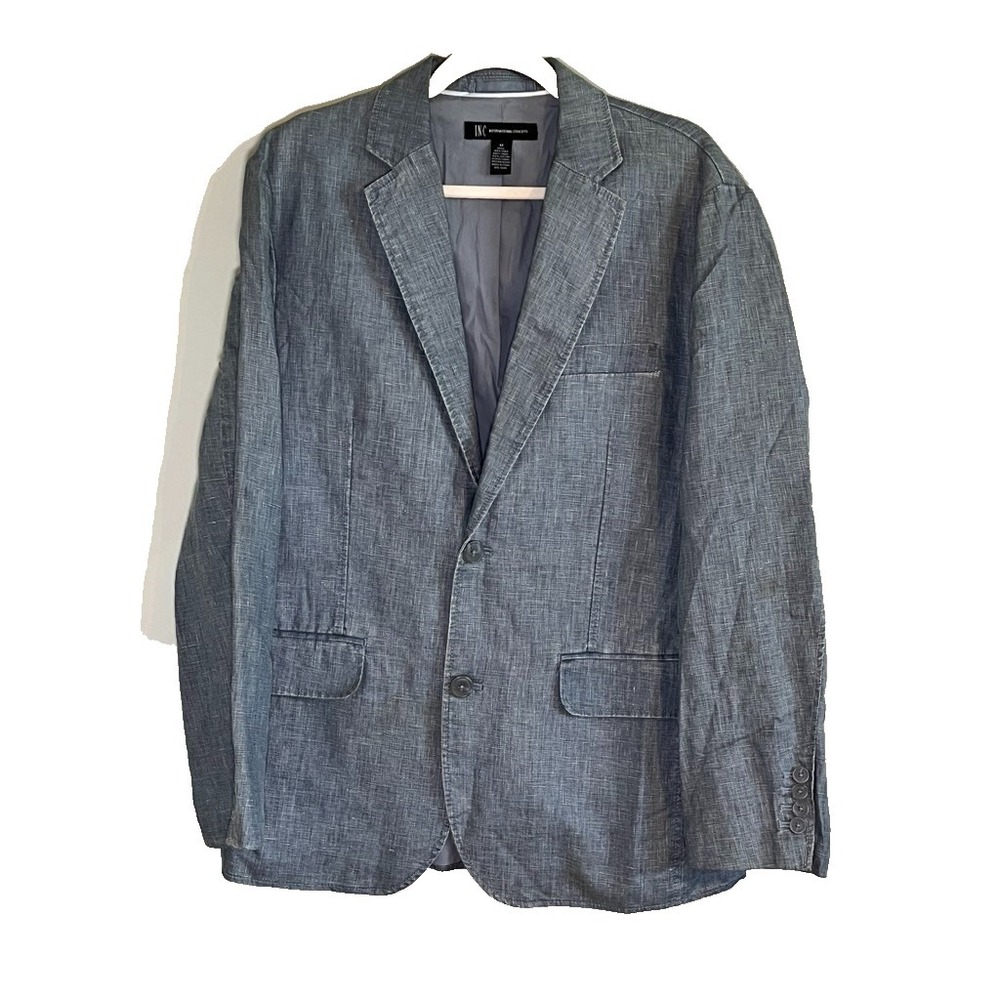 Retro Linen Neutral Blazer Blue M Classic Preppy‎ Western Country Minimalist 90s